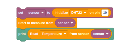 DHT Sensor Blocks Example Workflow