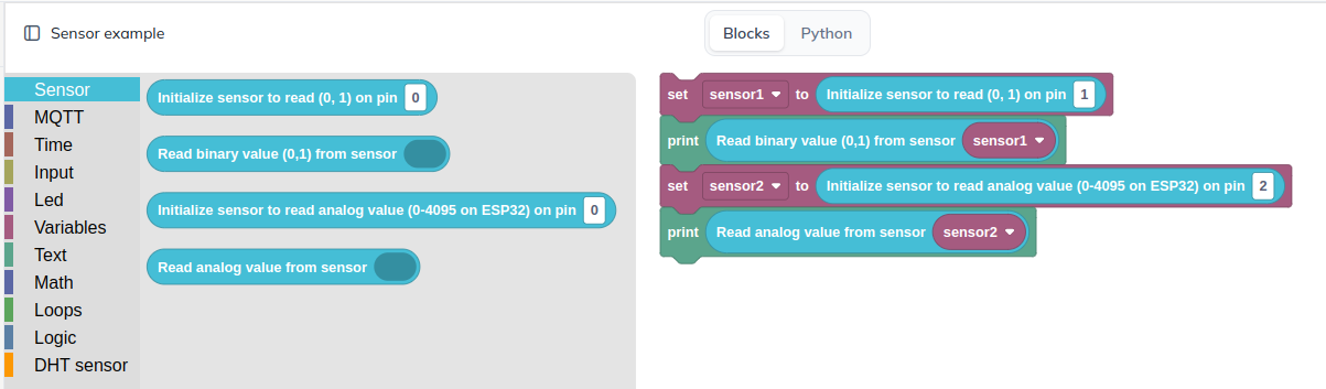 Sensor Blocks Example